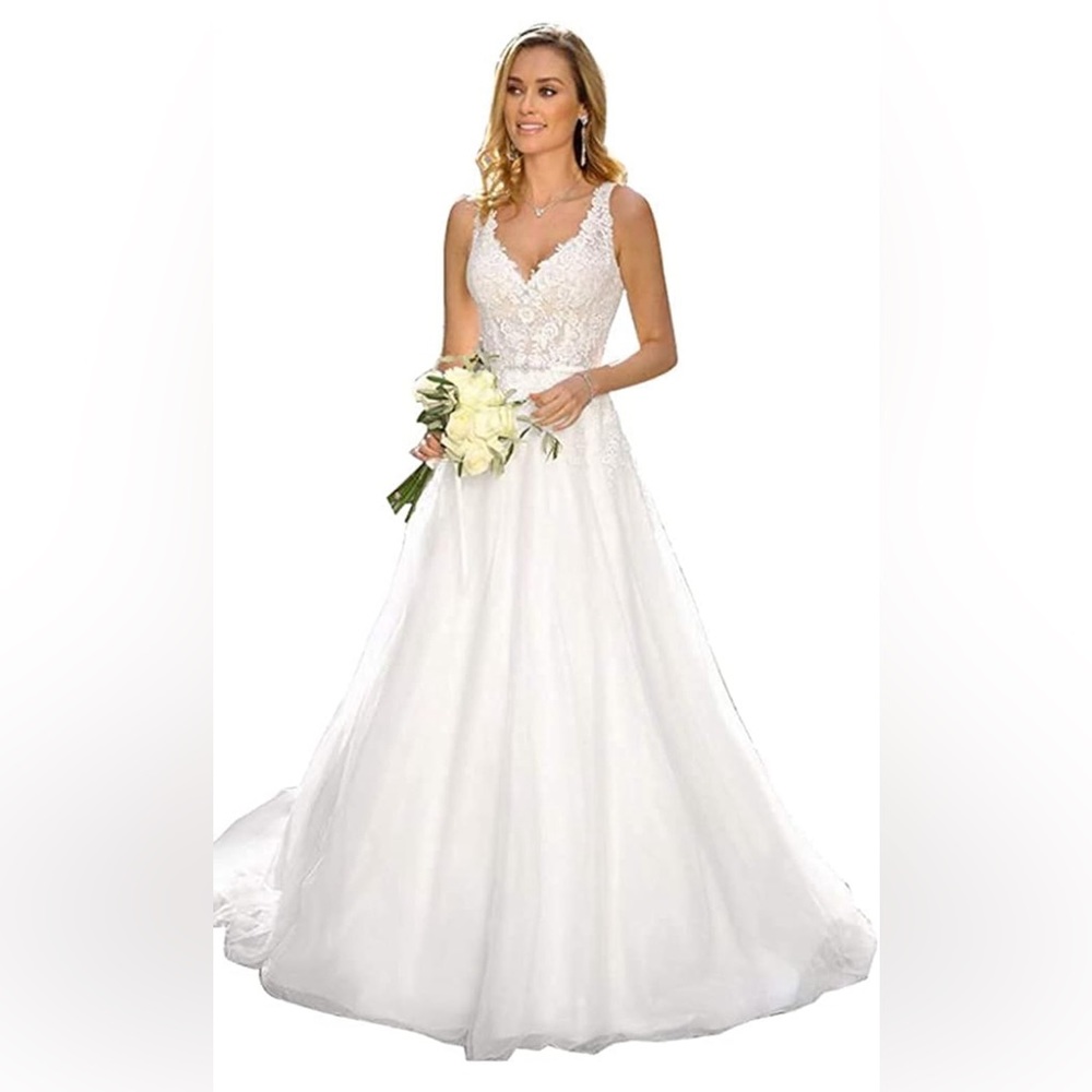 Breathtaking Wedding Gown Tulle Boho Long A Line Illusion Beach Bridal Gowns